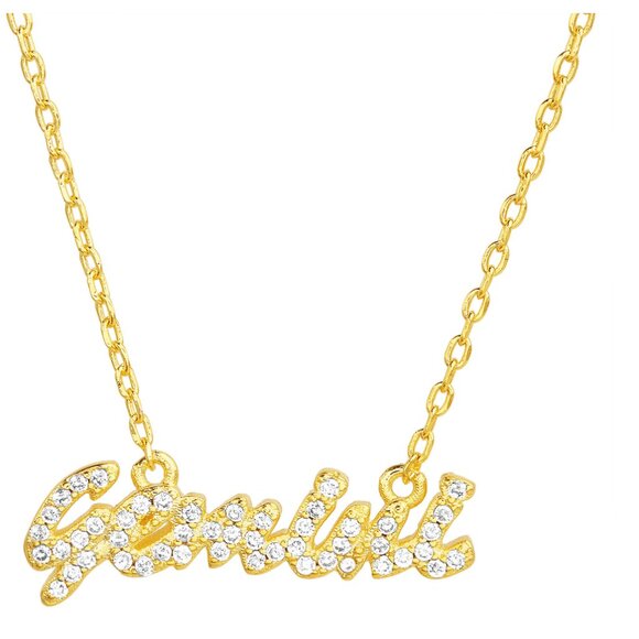 NEW “Gemini” Sterling Silver Cubic Zirconia Zodiac Necklace - Picture 2 of 3